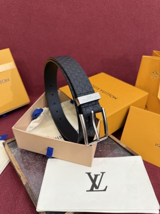Louis Vuitton Monogram Embossed Leather Belt Black view 8