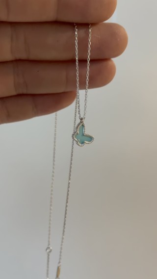 Silver Turquoise Clover Pendant Necklace