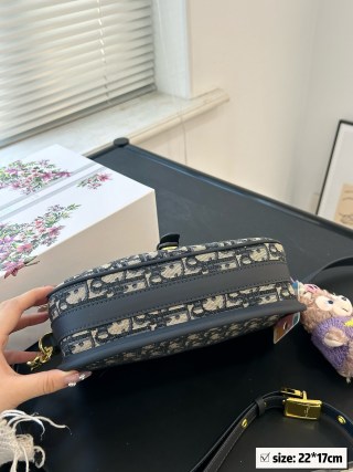 Dior Saddle Bag Navy Monogram Crossbody view 4
