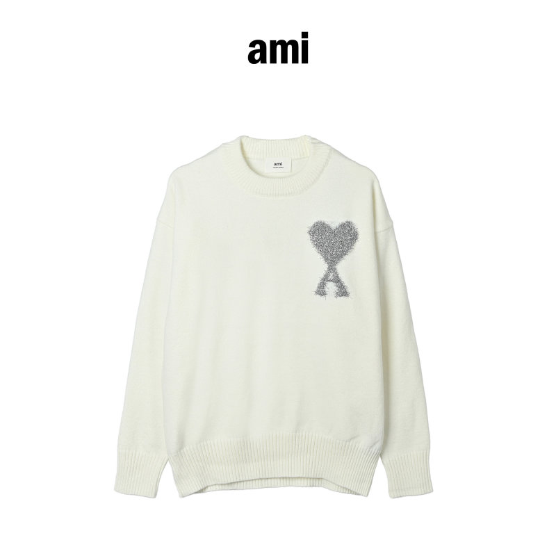 Cream Ribbed Knit Sweater with Chest Print view
