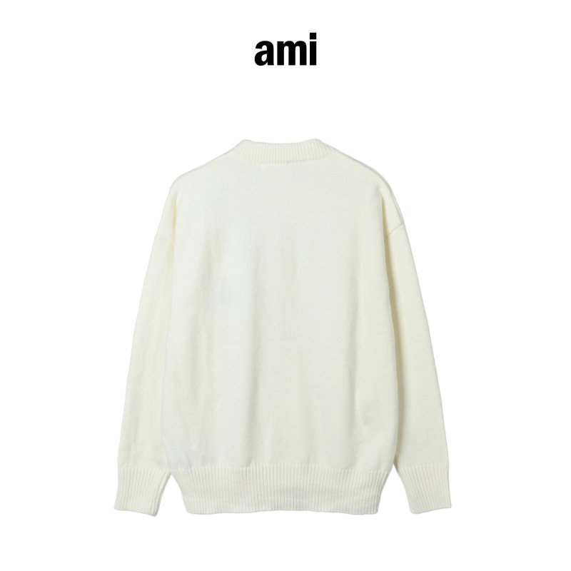 Cream Ribbed Knit Sweater with Chest Print view