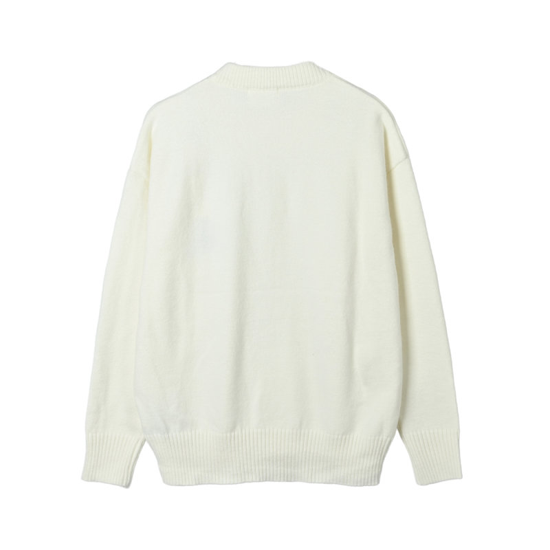 Cream Ribbed Knit Sweater with Chest Print view