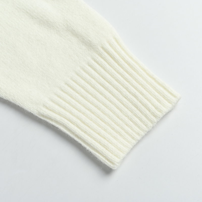 Cream Ribbed Knit Sweater with Chest Print view