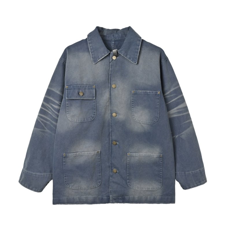 Vintage Wash Denim Jacket with Distressed Details view
