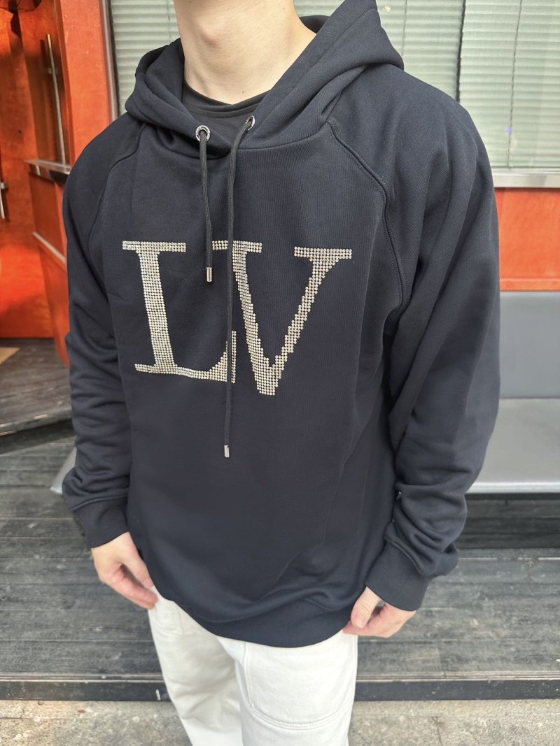 Louis Vuitton LV Rhinestone Logo Black Hoodie