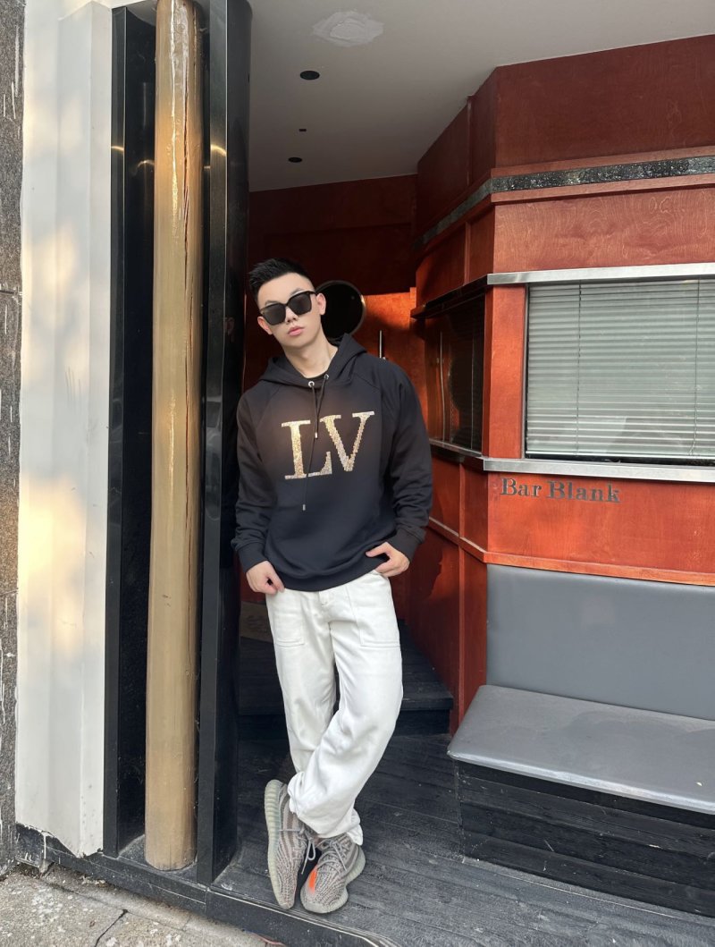 Louis Vuitton LV Rhinestone Logo Black Hoodie view