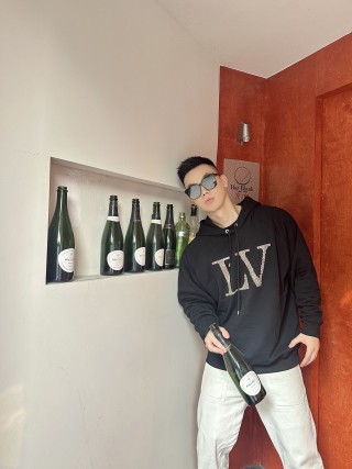 Louis Vuitton LV Rhinestone Logo Black Hoodie view 4