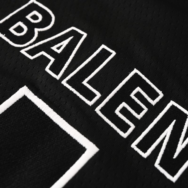 Balenciaga Black Logo T-Shirt with Red Stripe Detail view