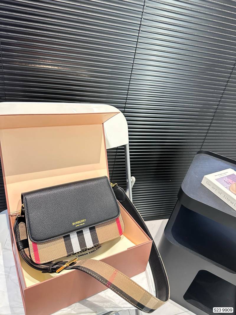 Burberry Black Leather Crossbody Bag with Vintage Check view