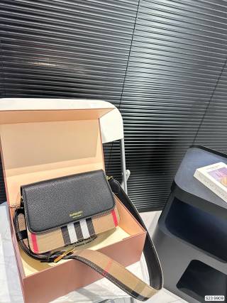 Burberry Black Leather Crossbody Bag with Vintage Check view 2
