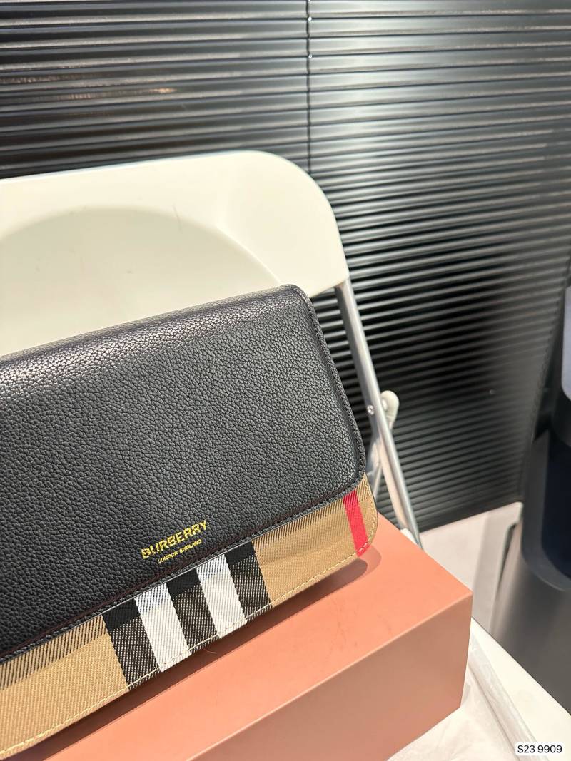 Burberry Black Leather Crossbody Bag with Vintage Check view