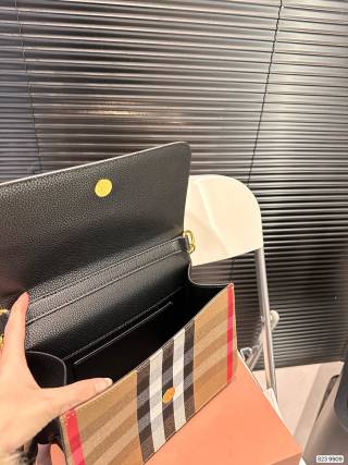 Burberry Black Leather Crossbody Bag with Vintage Check view 9