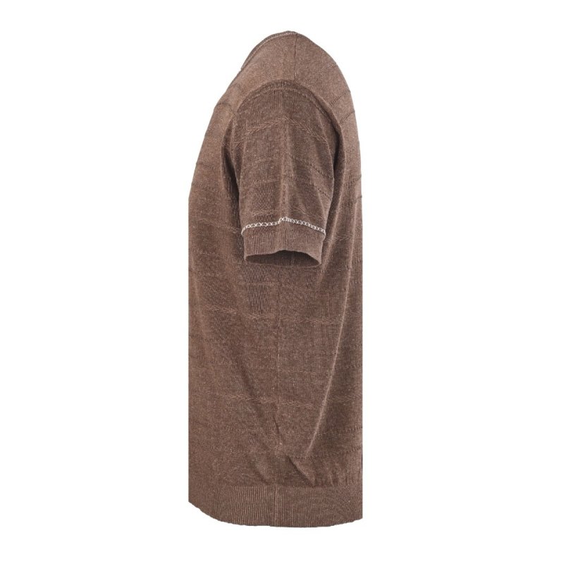 Brown Textured Knit Short-Sleeve Crew Neck T-Shirt view