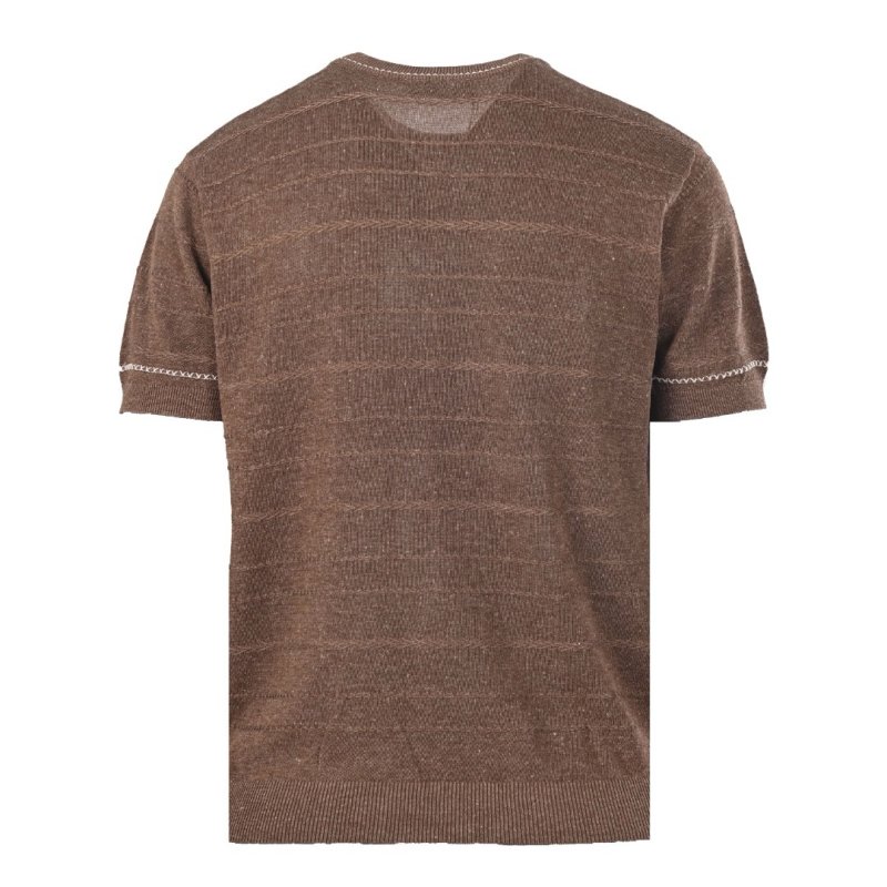 Brown Textured Knit Short-Sleeve Crew Neck T-Shirt view