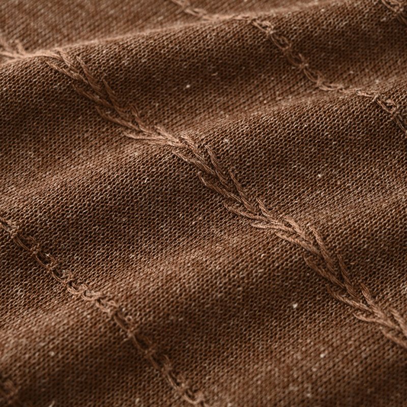 Brown Textured Knit Short-Sleeve Crew Neck T-Shirt view