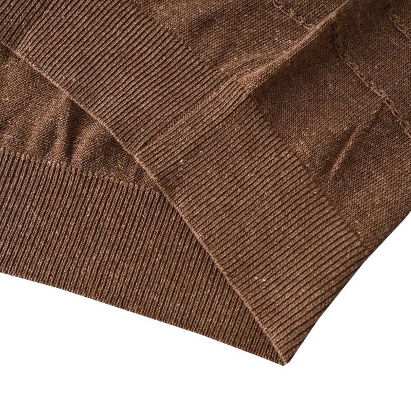 Brown Textured Knit Short-Sleeve Crew Neck T-Shirt view