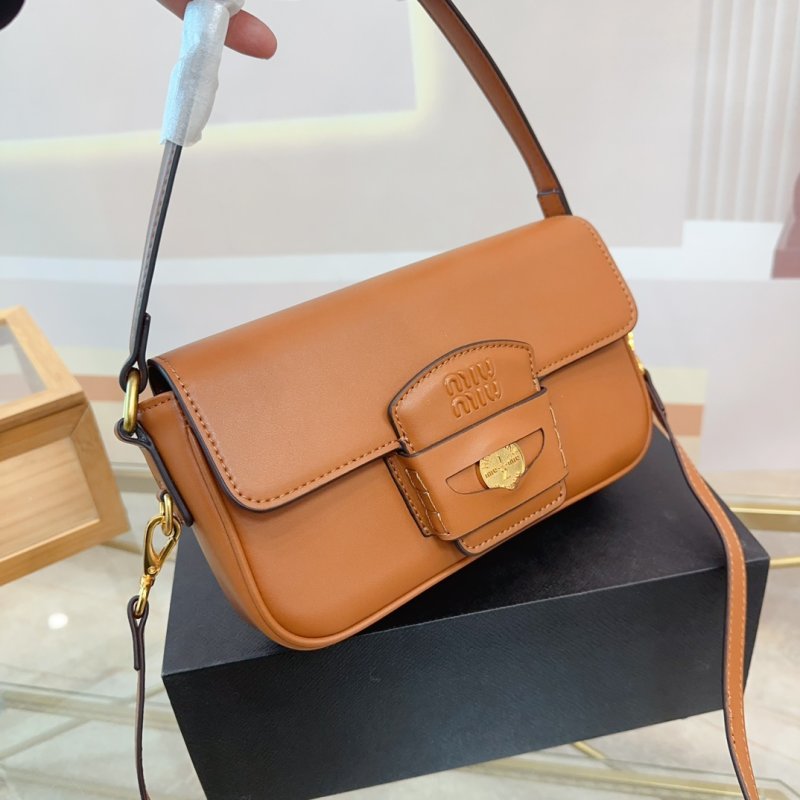 Miu Miu Gold Coin Cognac Leather Shoulder Bag view