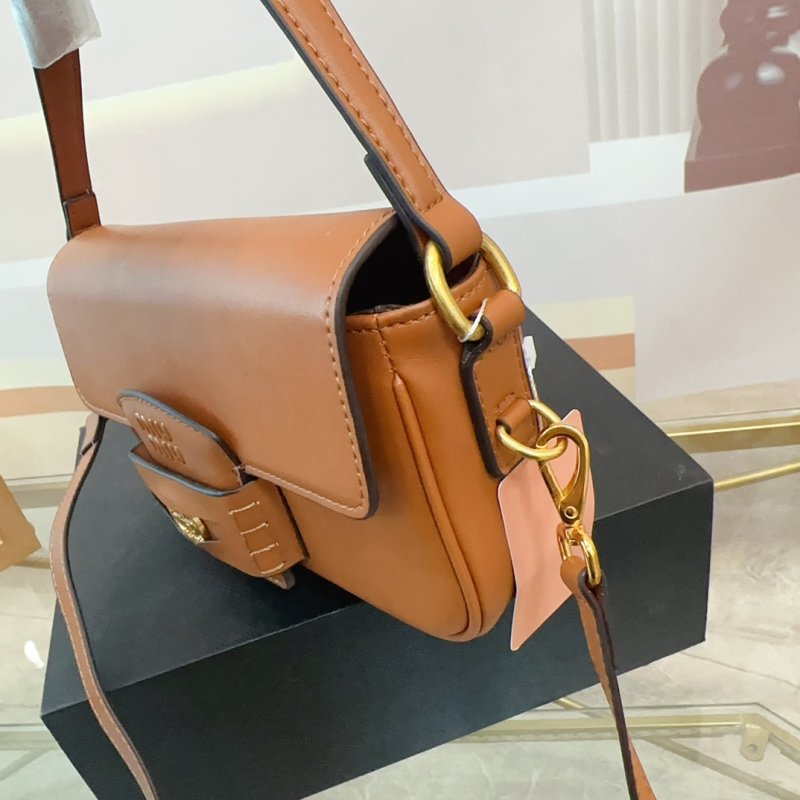Miu Miu Gold Coin Cognac Leather Shoulder Bag view