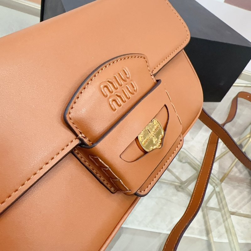 Miu Miu Gold Coin Cognac Leather Shoulder Bag view