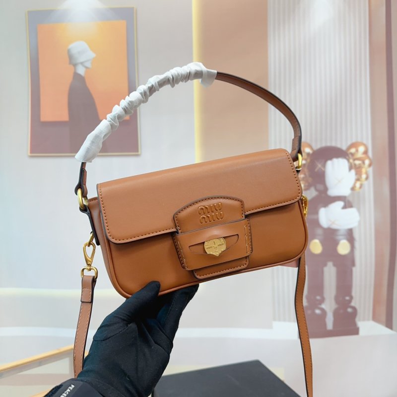 Miu Miu Gold Coin Cognac Leather Shoulder Bag view