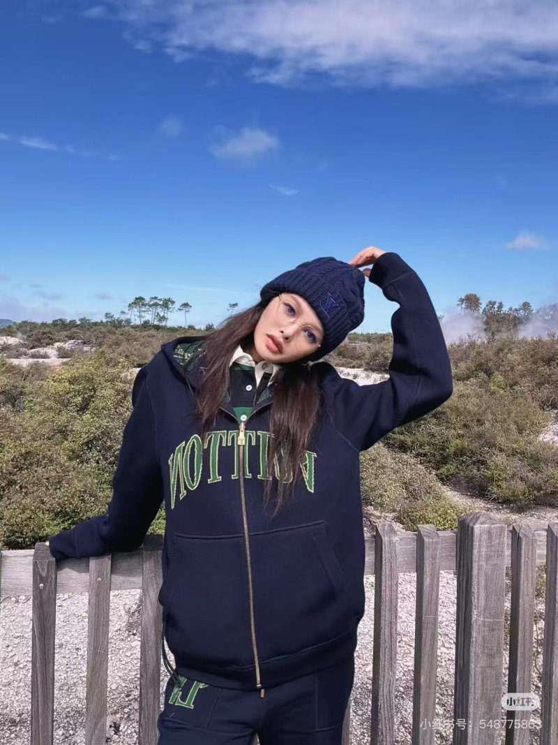 Navy Zip-Up Graphic Hoodie Jacket