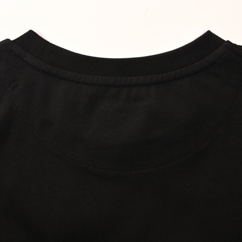 Black Long Sleeve T-Shirt with White Ribbed Trim view