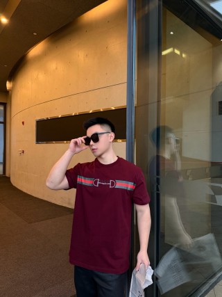 Gucci Horsebit Stripe T-Shirt Burgundy view 5