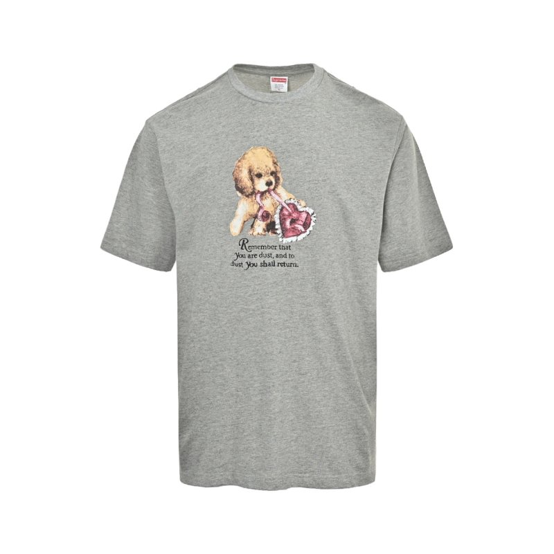 Teddy Bear Graphic Crop T-Shirt in Heather Gray view