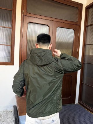 Stone Island Olive Green Nylon Windbreaker Jacket view 6