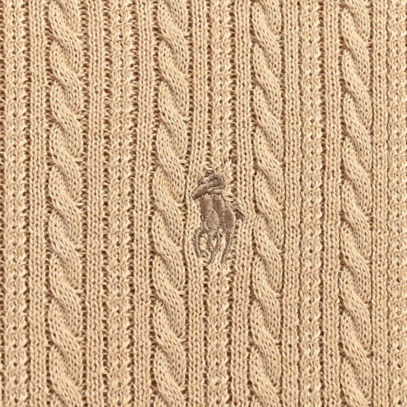 Beige Cable Knit Short Sleeve Polo Shirt view