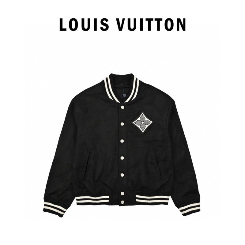 Louis Vuitton Black Wool Varsity Bomber Jacket view