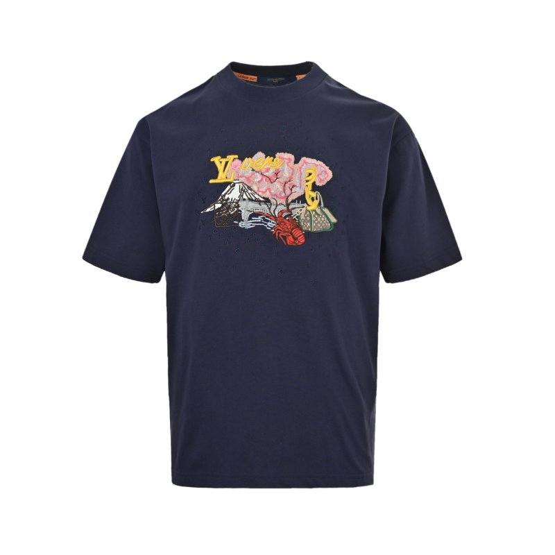 Navy Abstract Graphic Short Sleeve T-Shirt view