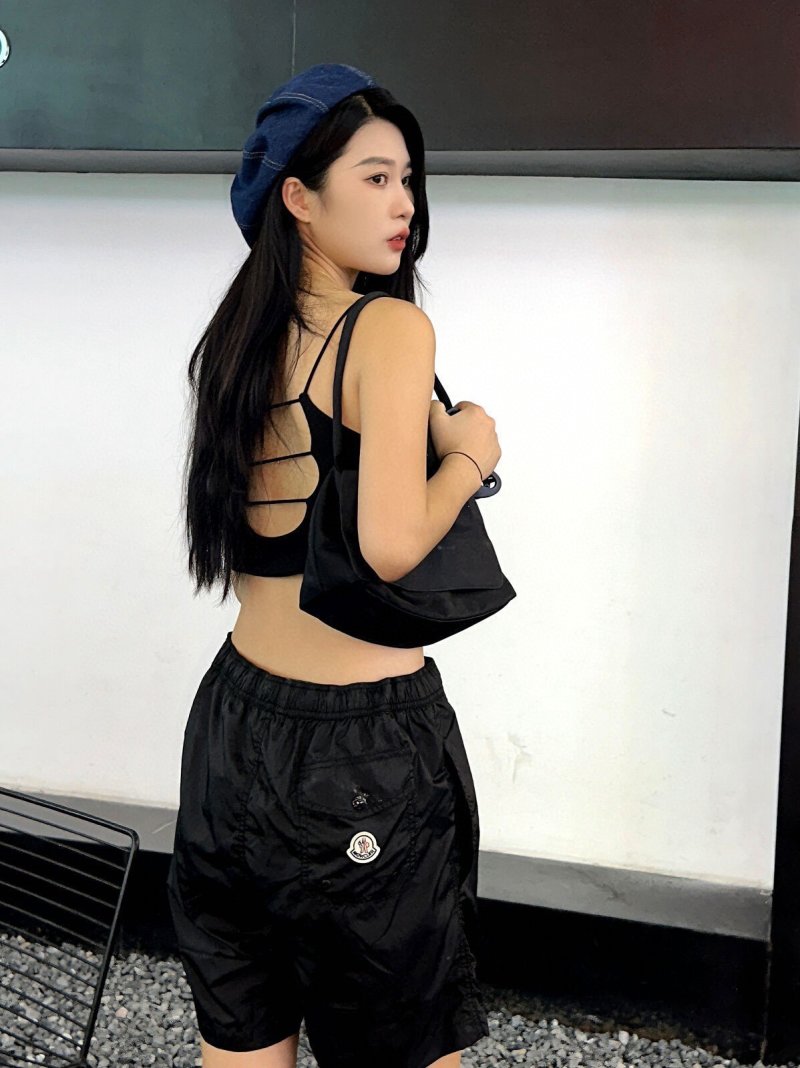 Black Nylon Shorts with Drawstring view