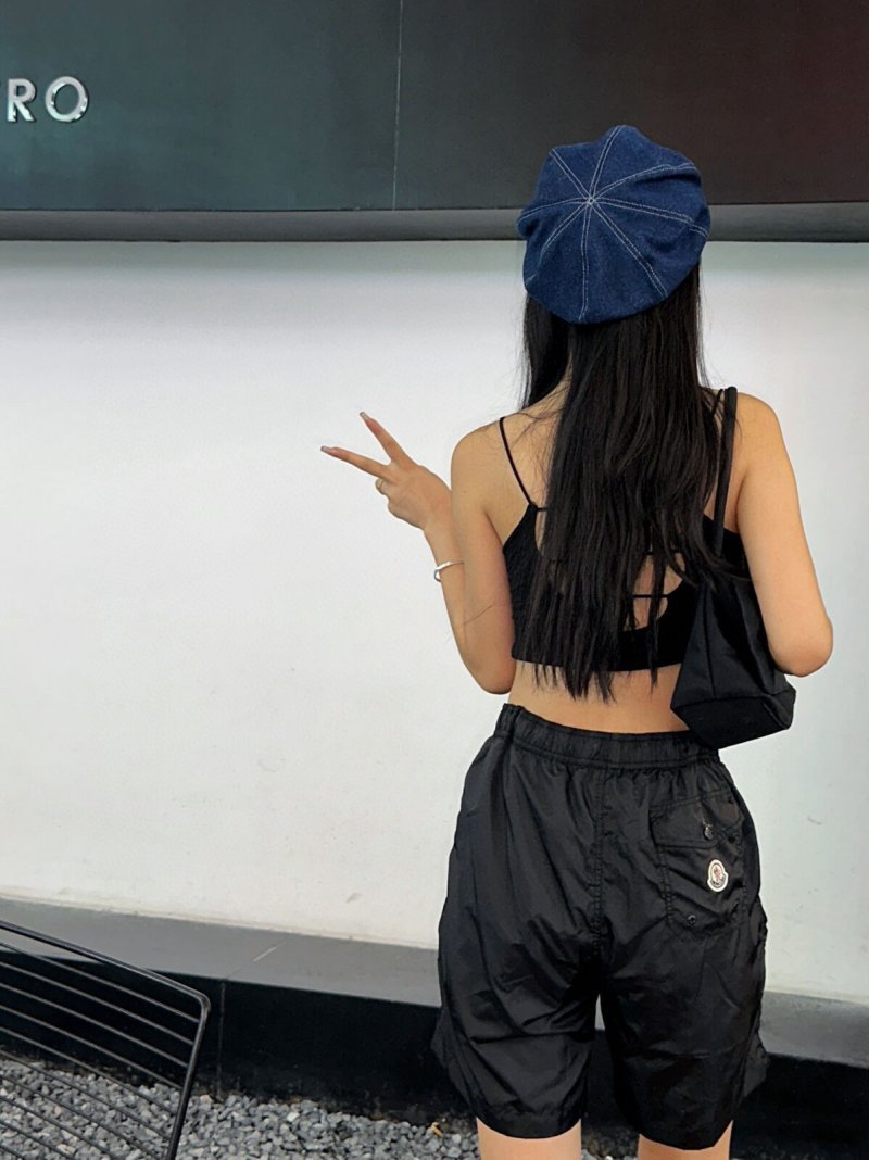 Black Nylon Shorts with Drawstring view