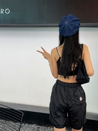 Black Nylon Shorts with Drawstring view 6