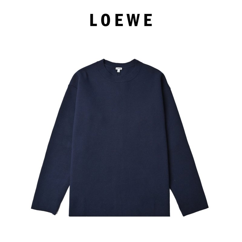 Navy Crewneck Wool Blend Sweater view