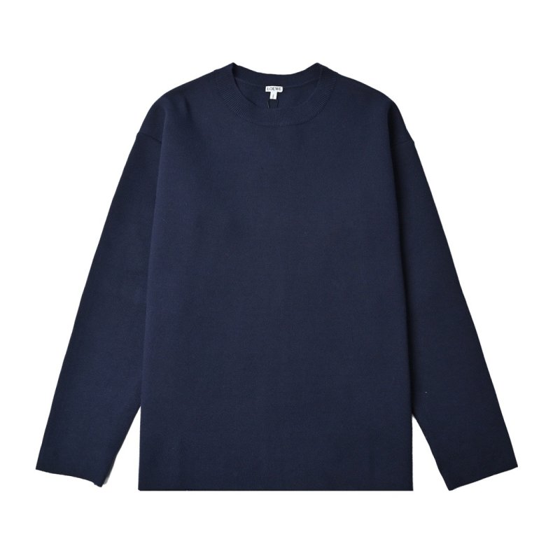 Navy Crewneck Wool Blend Sweater view