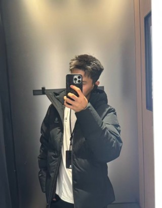 Black Premium Down Puffer Jacket with White Lining view 1