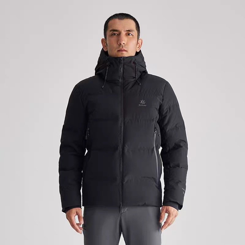 Black Premium Down Puffer Jacket with White Lining view