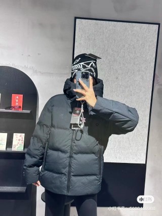Black Premium Down Puffer Jacket with White Lining view 4