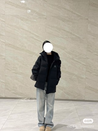 Black Premium Down Puffer Jacket with White Lining view 6