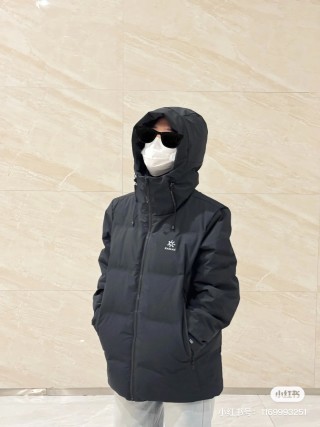 Black Premium Down Puffer Jacket with White Lining view 8