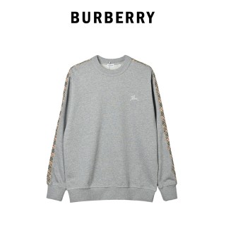 Burberry Check Sleeve Grey Crewneck Sweatshirt view 10