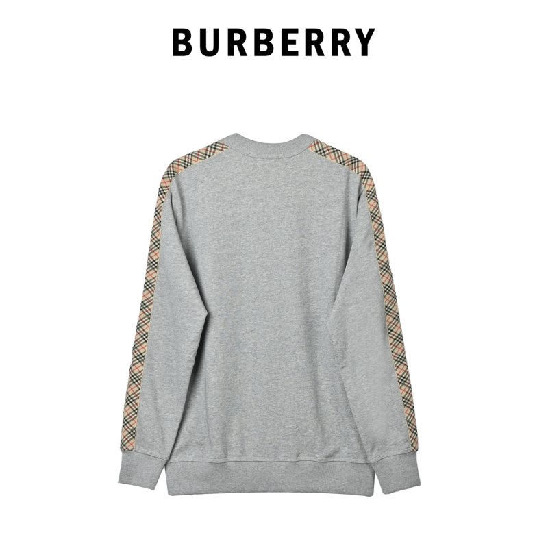 Burberry Check Sleeve Grey Crewneck Sweatshirt view