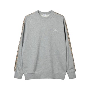 Burberry Check Sleeve Grey Crewneck Sweatshirt view 12