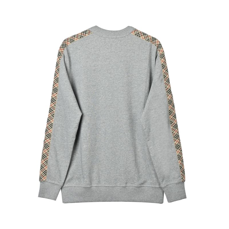 Burberry Check Sleeve Grey Crewneck Sweatshirt view