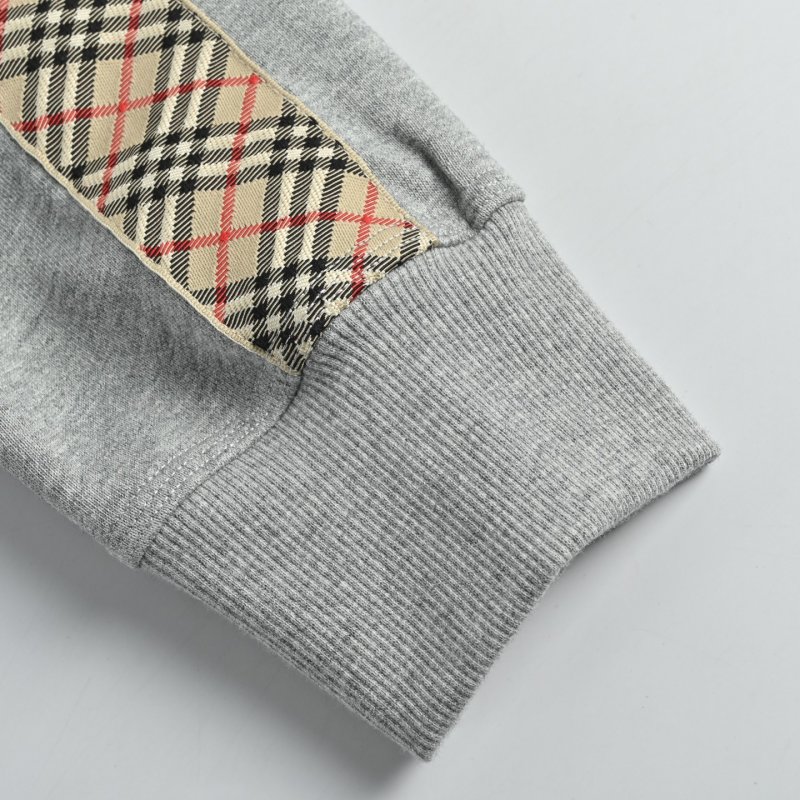 Burberry Check Sleeve Grey Crewneck Sweatshirt view