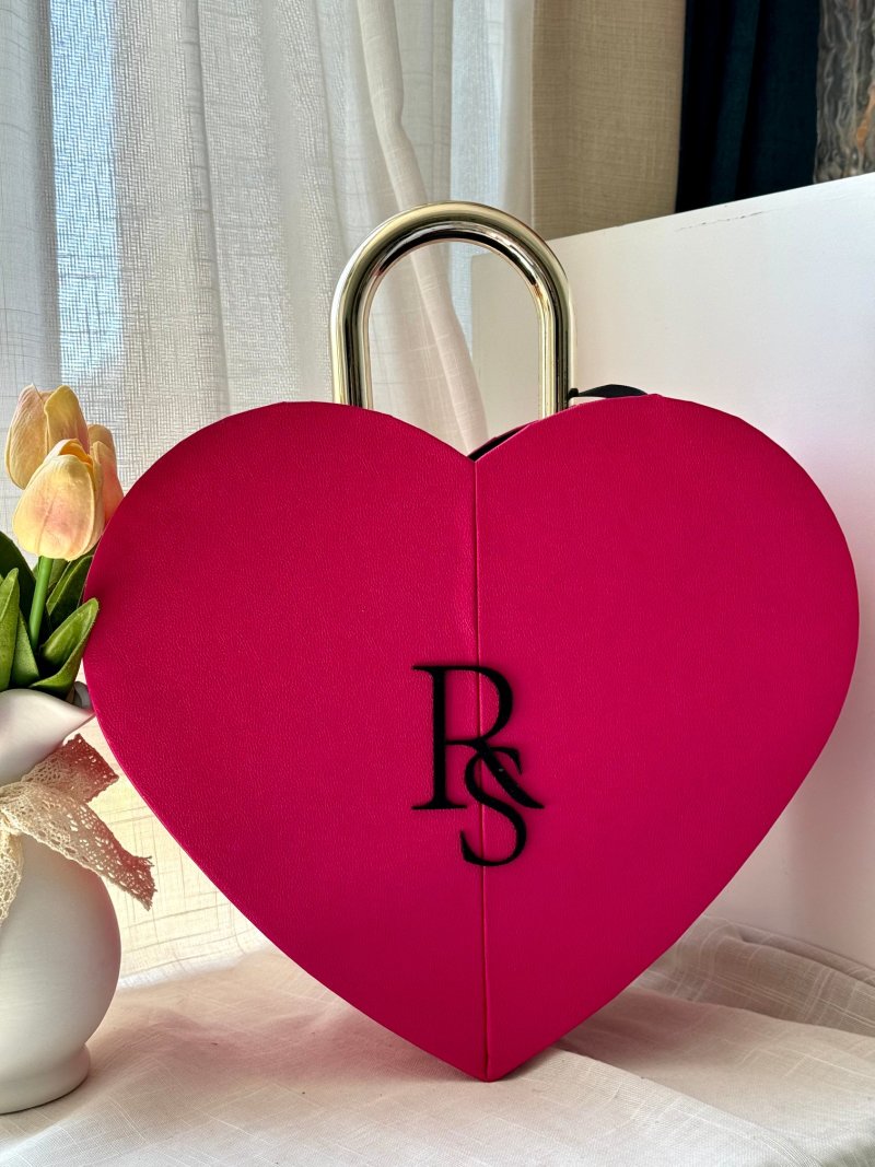 Raf Simons Heart-Shaped Red Leather Handbag