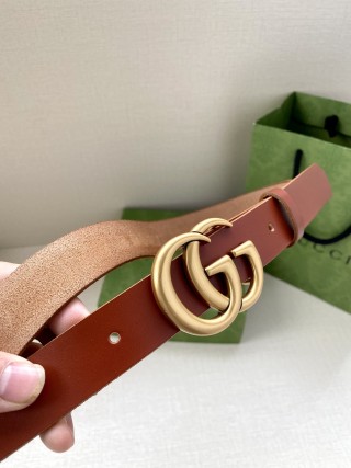 Gucci Double G Brown Leather Belt view 2