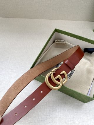 Gucci Double G Brown Leather Belt view 3